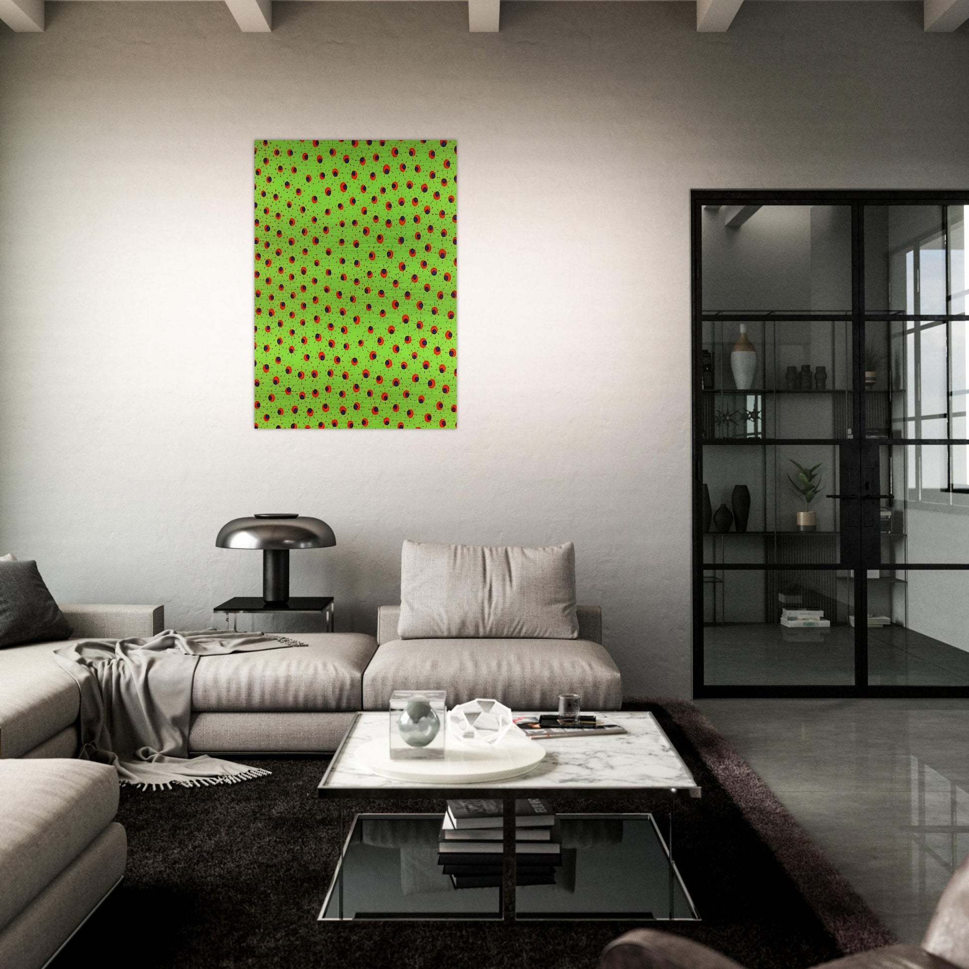 FIELDS IN SPRING 1988 - Yayoi Kusama Brushed Aluminum Print - 70x100 cm / 28x40 inches | Yayoi Kusama Aluminum Print | Yayoi Kusama Prints