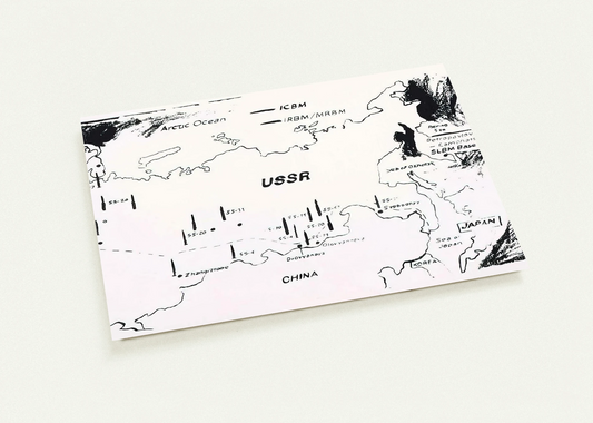 Map of Eastern U.S.S.R. Missile Bases By Andy Warhol Pack of 10 Post Cards | Andy Warhol Post Cards | A6 (10.5 x 14.8 cm) - 4.1 x 5.8 inches