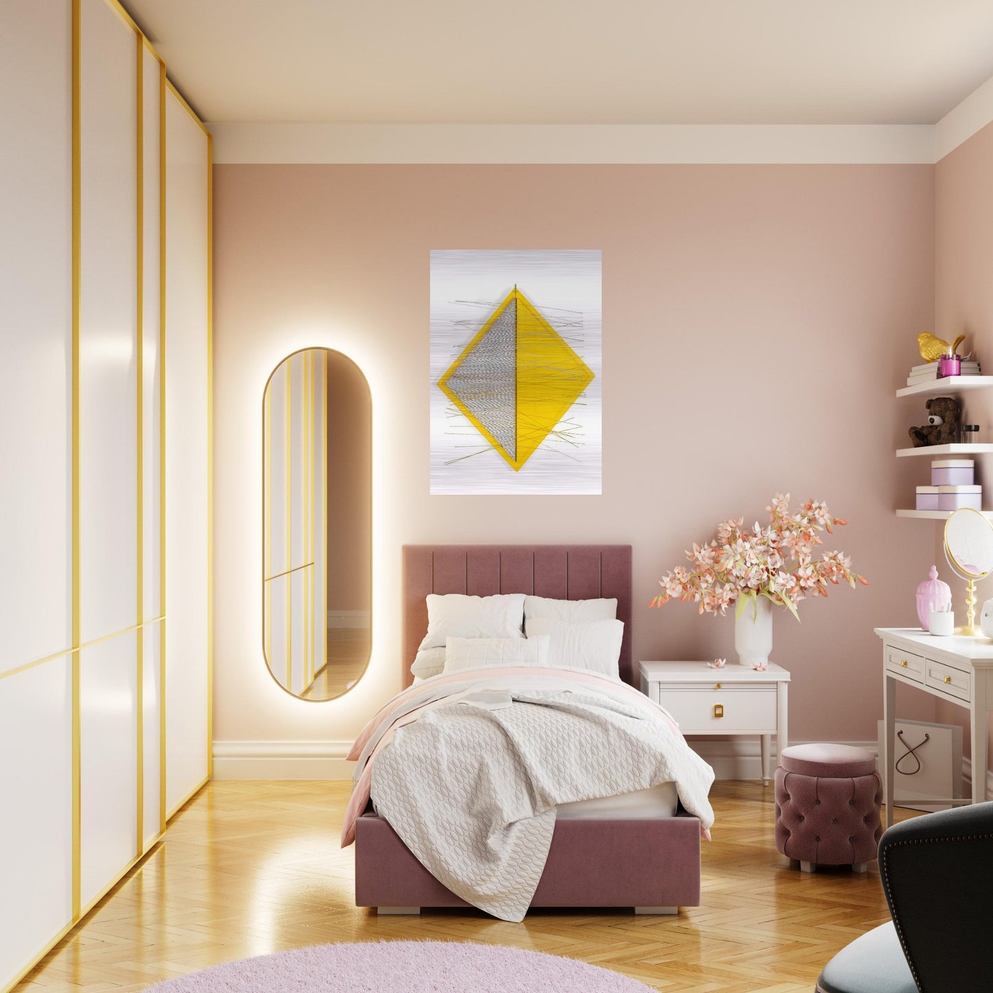 PETITE LOSANGE JAUNE - Jesus Rafael Soto Brushed Aluminum Print - 70x100 cm / 28x40 inches | Jesus Rafael Soto Aluminum Print | Jesus Rafael Soto Prints