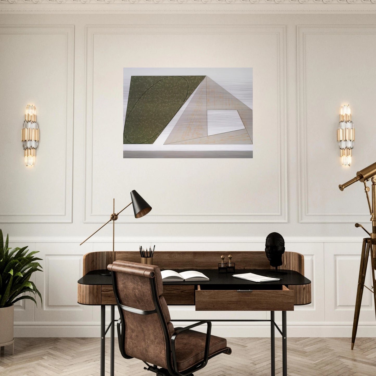 GREEN TILTED ELLIPSE GRAY FRAME 1989 - Robert Mangold Brushed Aluminum Print - 70x100 cm / 28x40 inches | Robert Mangold Aluminum Print | Robert Mangold Prints