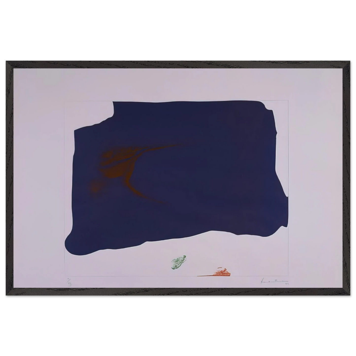 Helen Frankenthaler - Variation II on Mauve Corner - 1969 Wall art - 40x40 cm / 16x16 inches - Premium Wooden Framed Poster With Fine Art Paper-canvas - Black frame