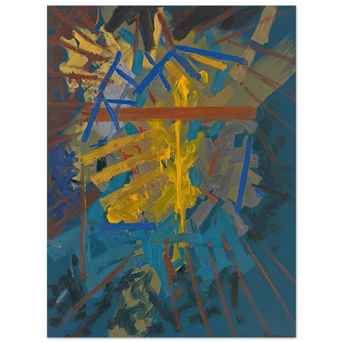 John Ferren - Broken Blue - 1958  75x100 cm / 30x40inches Fine Art Poster
