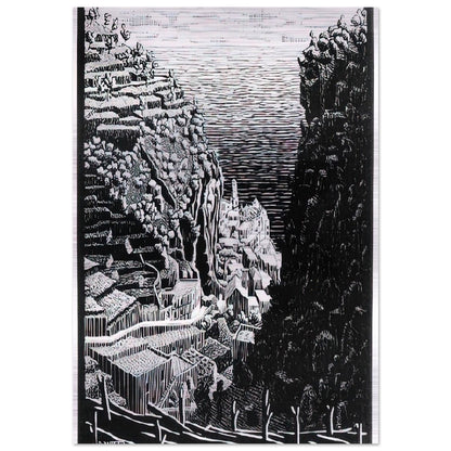 ATRANI COAST OF AMALFI 1 - MC Escher Brushed Aluminum Print - 70x100 cm / 28x40 inches | MC Escher Aluminum Print | MC Escher Prints