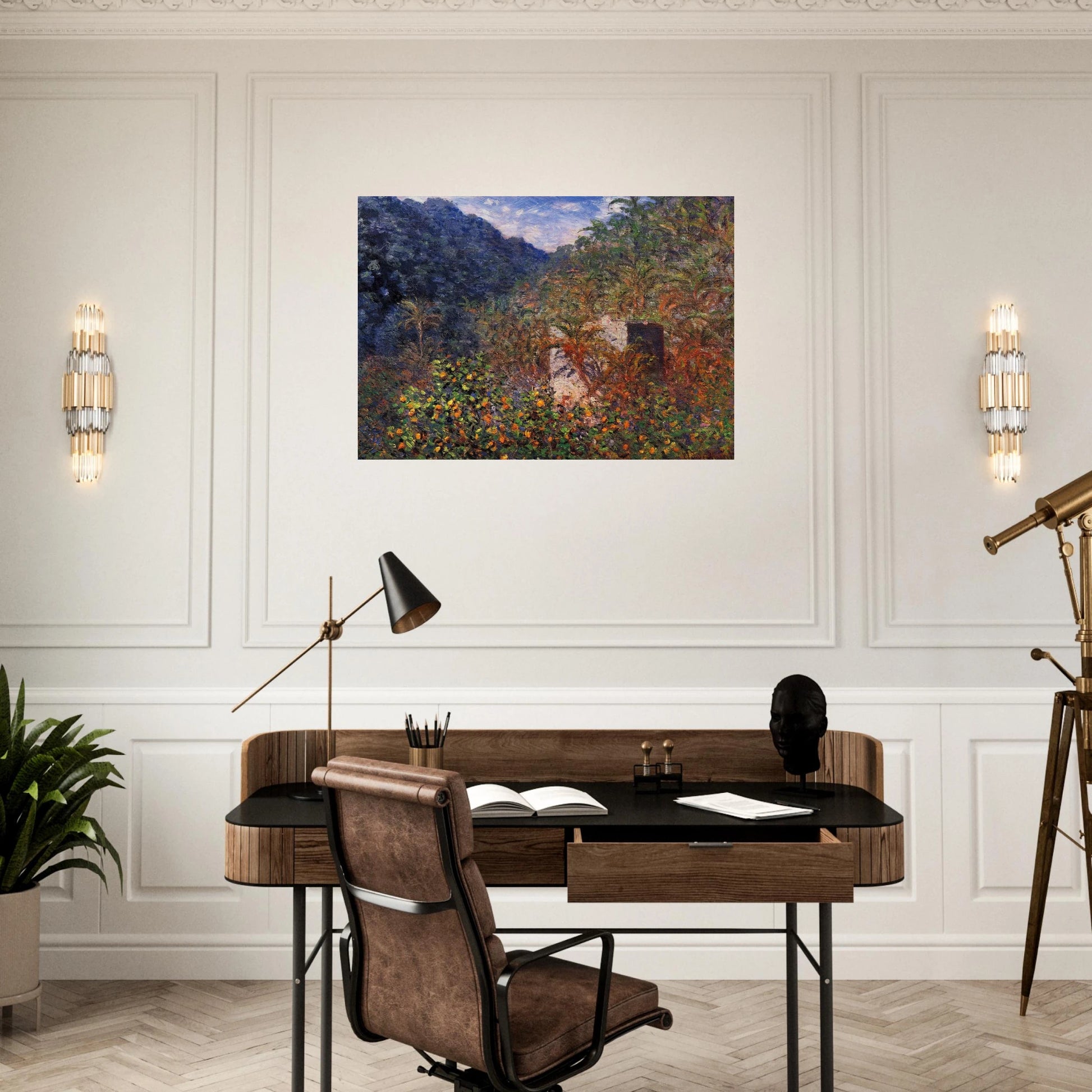 The Valley of Sasso, Blue Effect - claude monet Brushed Aluminum Print - 70x100 cm / 28x40 inches | claude monet Aluminum Print | claude monet Prints