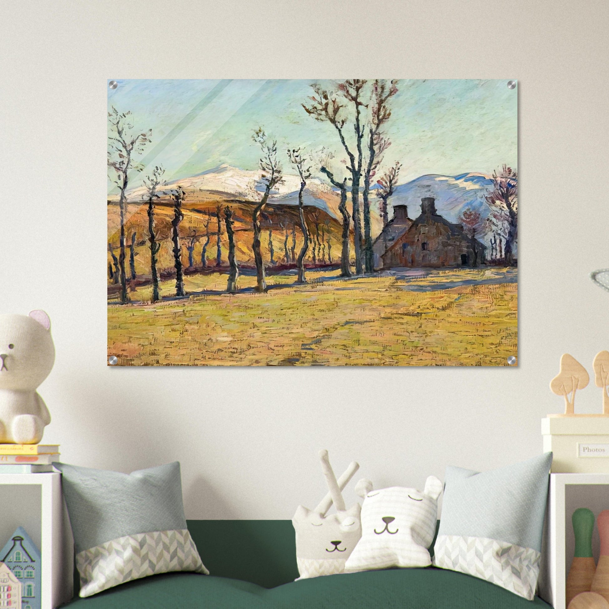 Cottages in a landscape - Armand Guillaumin Acrylic Print - 70x100 cm / 28x40″ inches | Armand Guillaumin Wall Art | Armand Guillaumin Prints