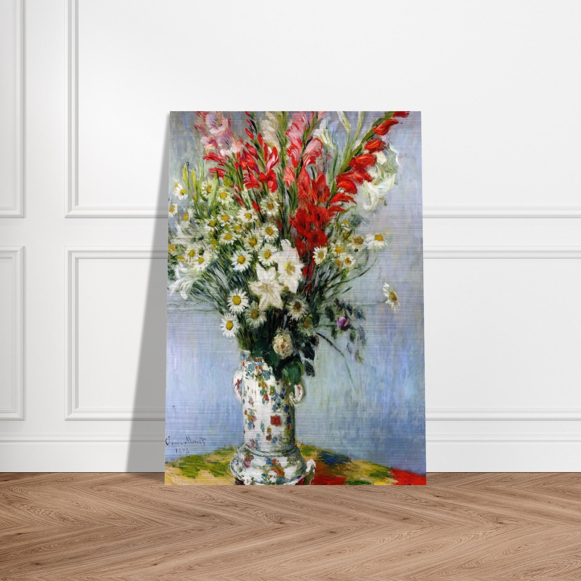 Bouquet of Gadiolas, Lilies and Dasies - claude monet Brushed Aluminum Print - 70x100 cm / 28x40 inches | claude monet Aluminum Print | claude monet Prints