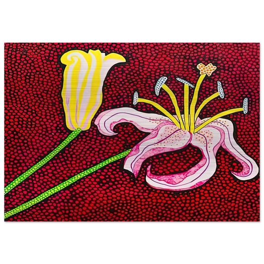 READY TO BLOSSOM IN THE MORNING 1989 - Yayoi Kusama Brushed Aluminum Print - 70x100 cm / 28x40 inches | Yayoi Kusama Aluminum Print | Yayoi Kusama Prints