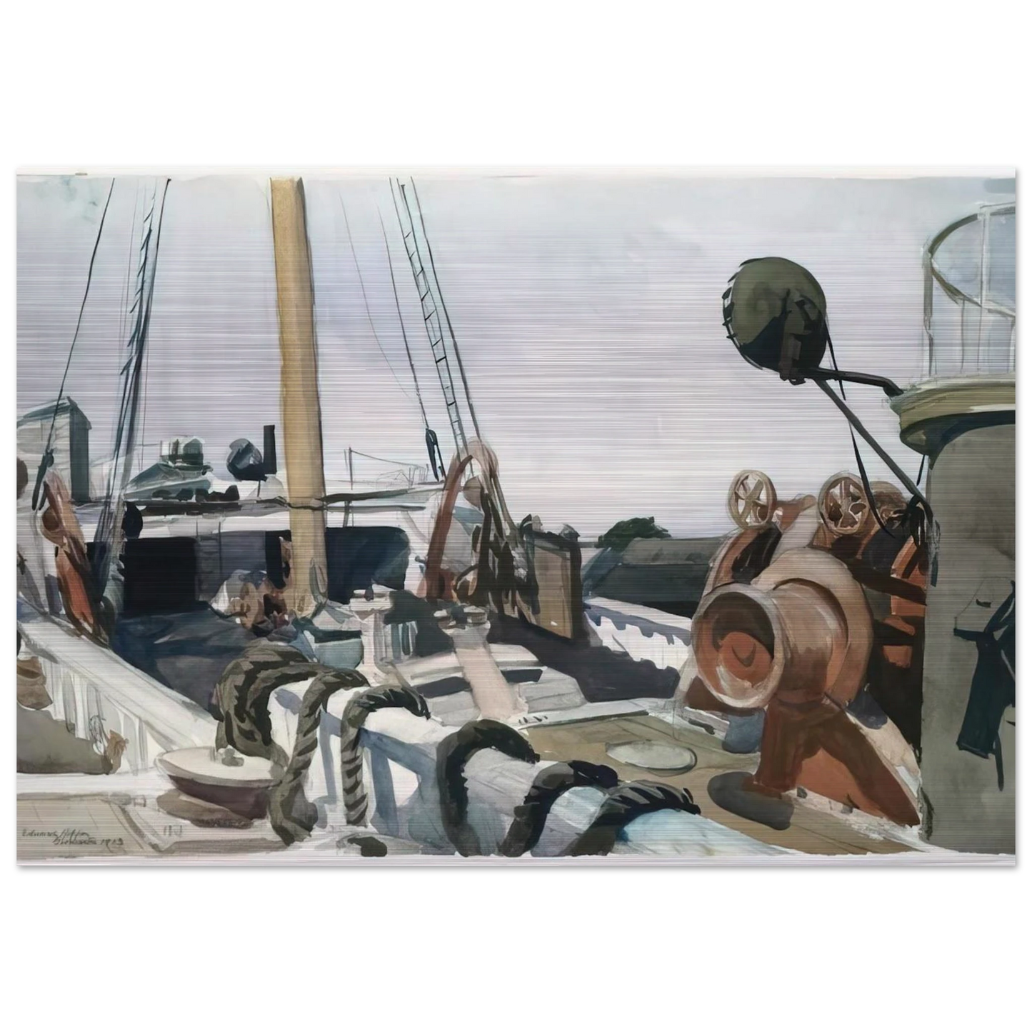 Deck of a Beam Trawler, Gloucester - Edward Hopper Brushed Aluminum Print - 70x100 cm / 28x40 inches | Edward Hopper Aluminum Print | Edward Hopper Prints