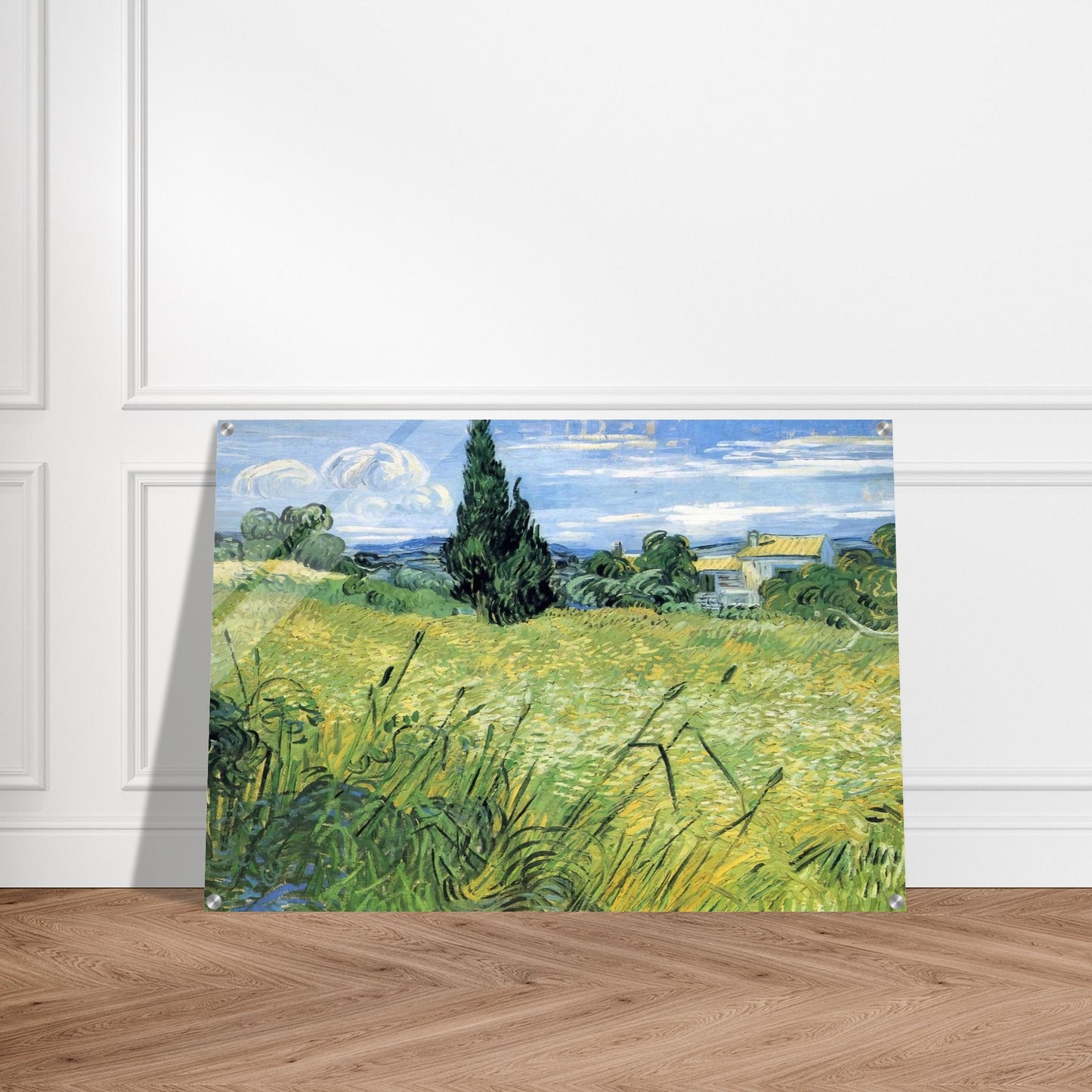 Green Wheat Field with Cypress - Vincent van Gogh Acrylic Print - 70x100 cm / 28x40″ inches