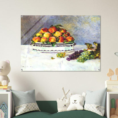 Still life with peaches and grapes - Pierre-Auguste Renoir Acrylic Print - 70x100 cm / 28x40″ inches | Pierre-Auguste Renoir Wall Art | Pierre-Auguste Renoir Prints