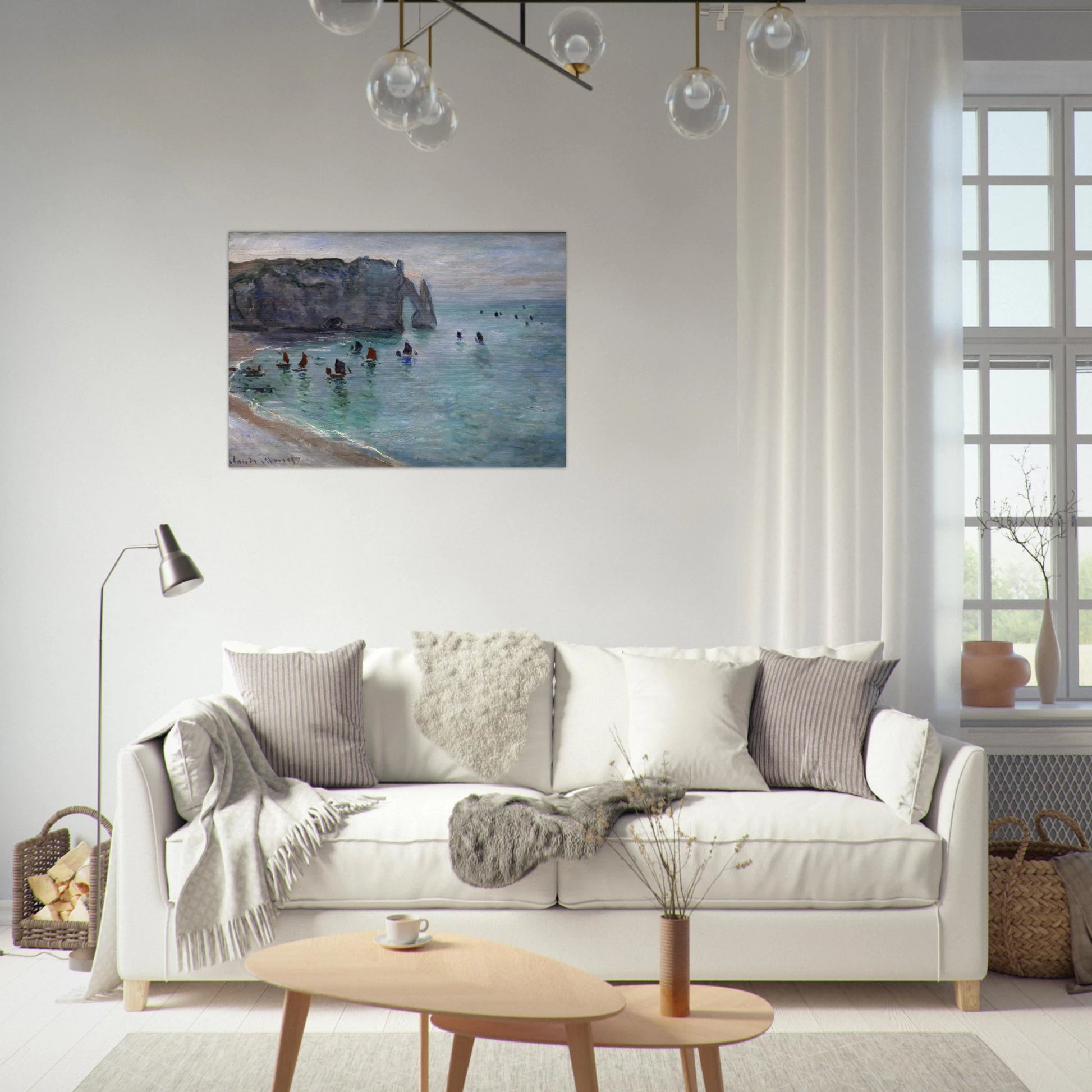 Etretat the Aval Door Fishing Boats Leaving the Harbour - claude monet Brushed Aluminum Print - 70x100 cm / 28x40 inches | claude monet Aluminum Print | claude monet Prints