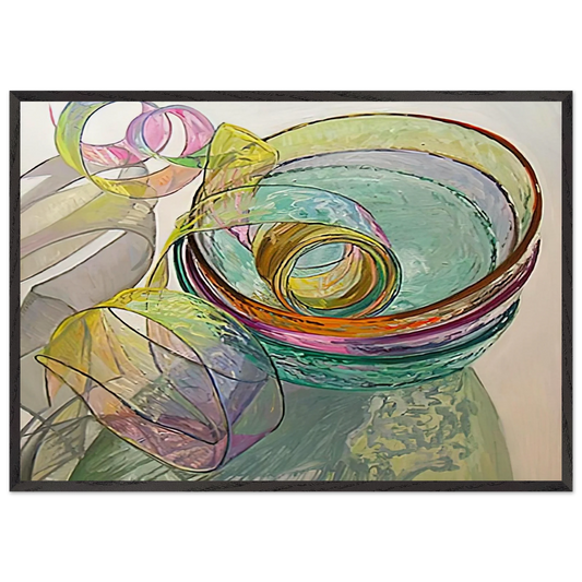 ORANGE PINK GREEN 2003 - Janet Fish 70x100 cm / 28x40 inches Framed Art Print – Black Wooden Frame