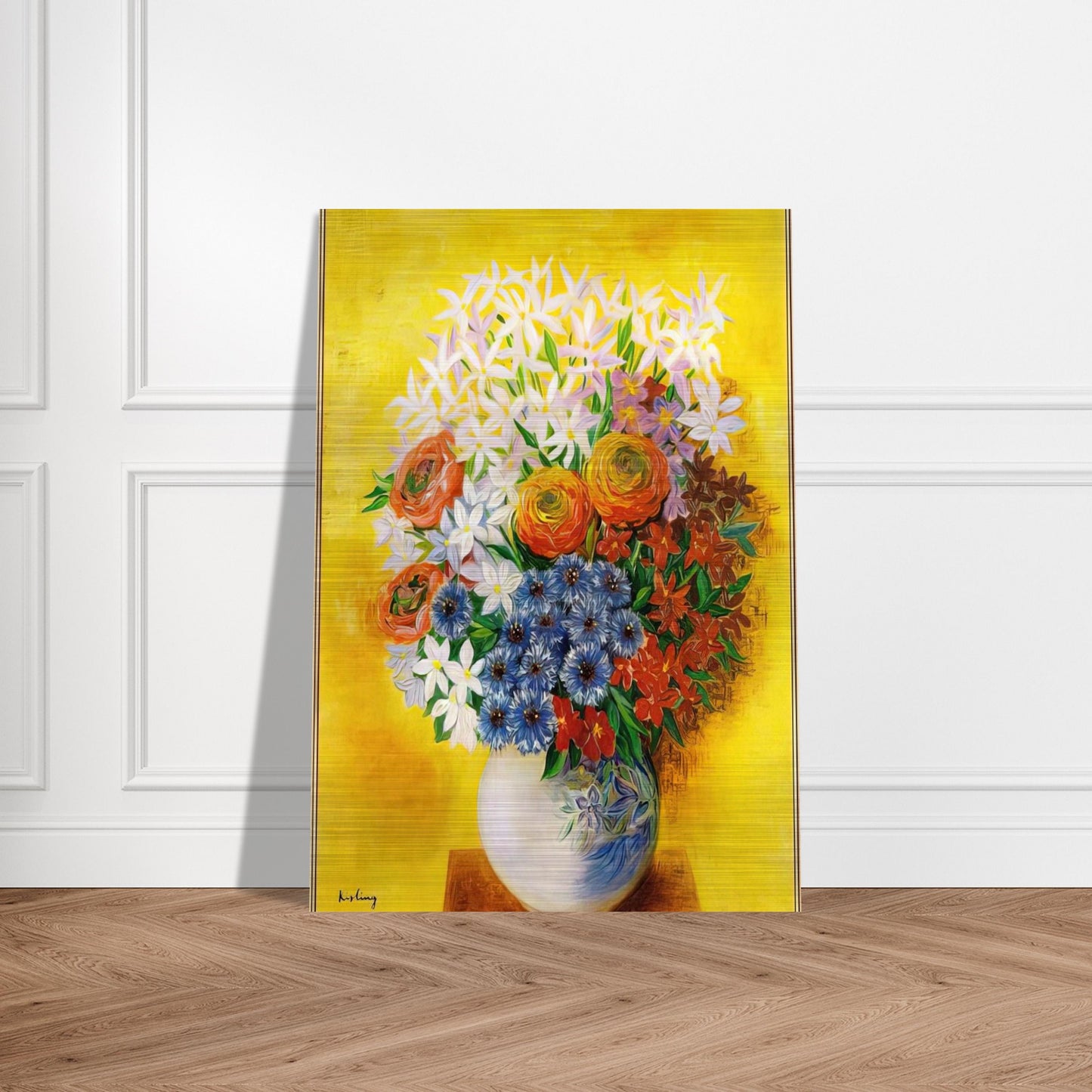 BOUQUET OF VARIOUS FLOWERS - Moise Kisling Brushed Aluminum Print - 70x100 cm / 28x40 inches | Moise Kisling Aluminum Print | Moise Kisling Prints