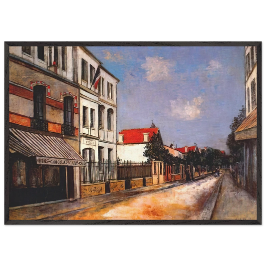 ASNIERES STREET - Maurice Utrillo 70x100 cm / 28x40 inches Framed Art Print – Black Wooden Frame
