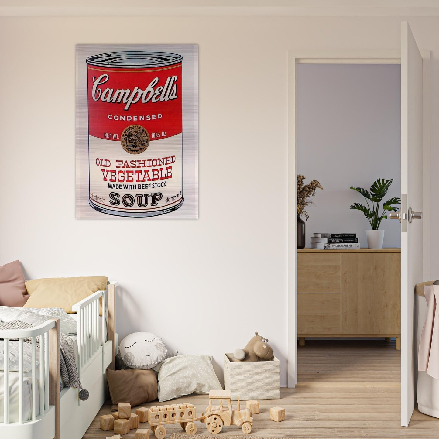 Campbell's Soup Can  Old Fashioned Vegetable  - Andy Warhol Brushed Aluminum Print - 70x100 cm / 28x40 inches | Andy Warhol Aluminum Print | Andy Warhol Prints