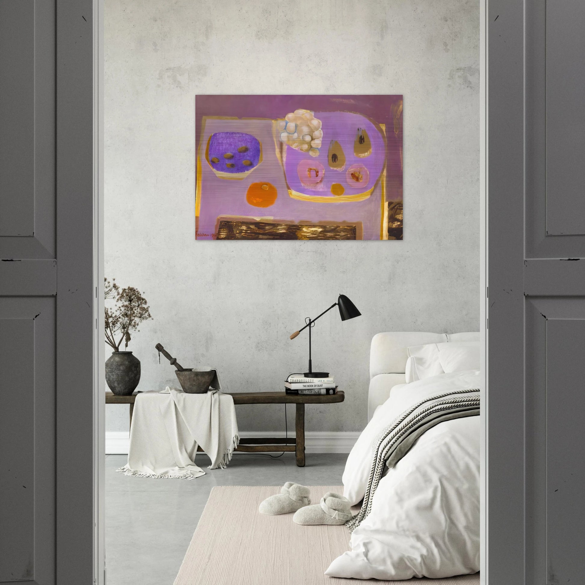 Mauve Still Life - 1968 - Mary Fedden Brushed Aluminum Print - 70x100 cm / 28x40 inches | Mary Fedden Aluminum Print | Mary Fedden Prints