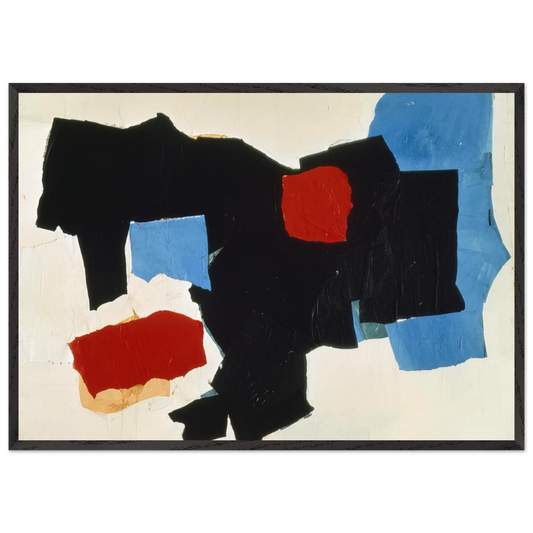 BLUE RED BLACK AND WHITE 1961 - Esteban Vicente 70x100 cm / 28x40 inches Framed Art Print – Black Wooden Frame
