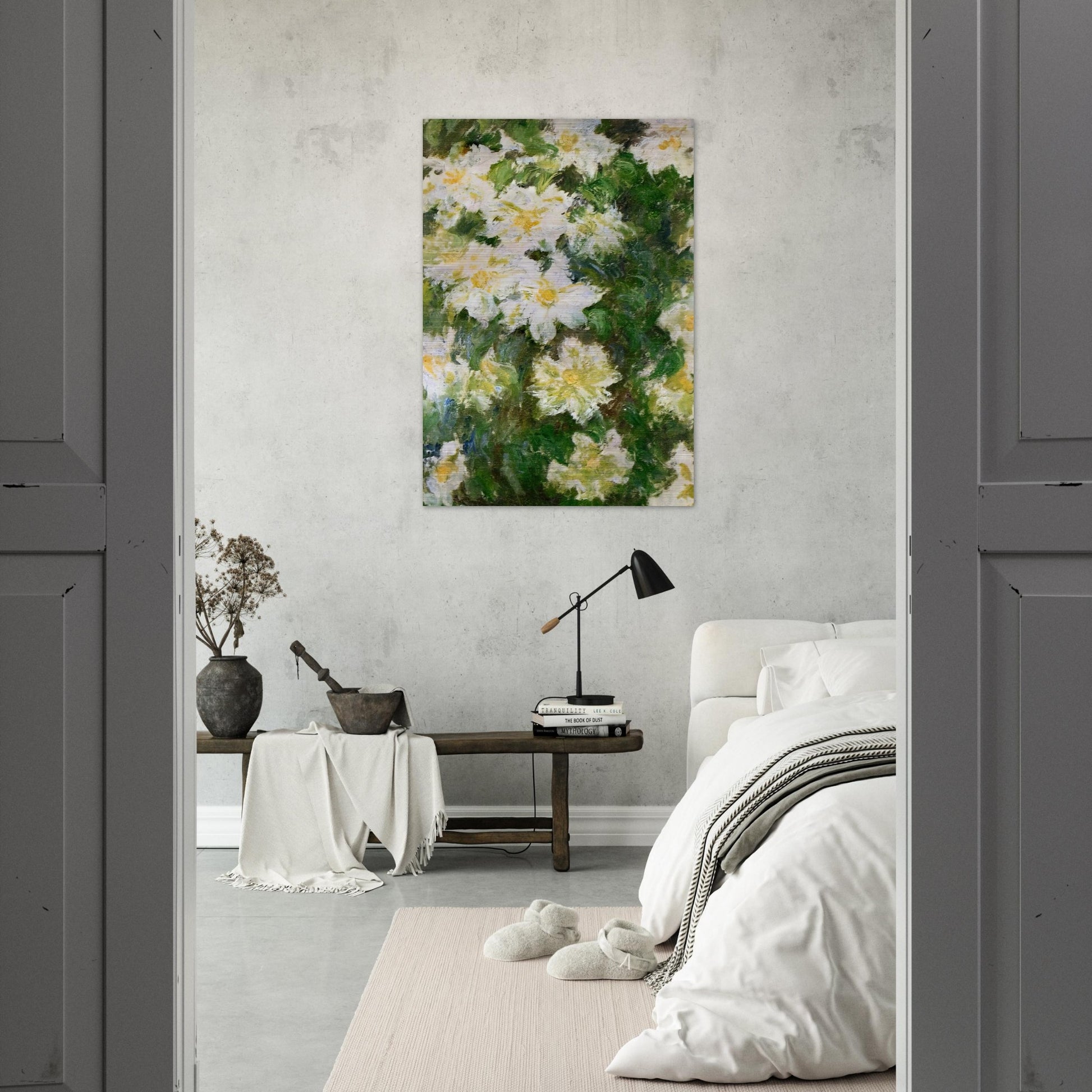 White Clematis - claude monet Brushed Aluminum Print - 70x100 cm / 28x40 inches | claude monet Aluminum Print | claude monet Prints
