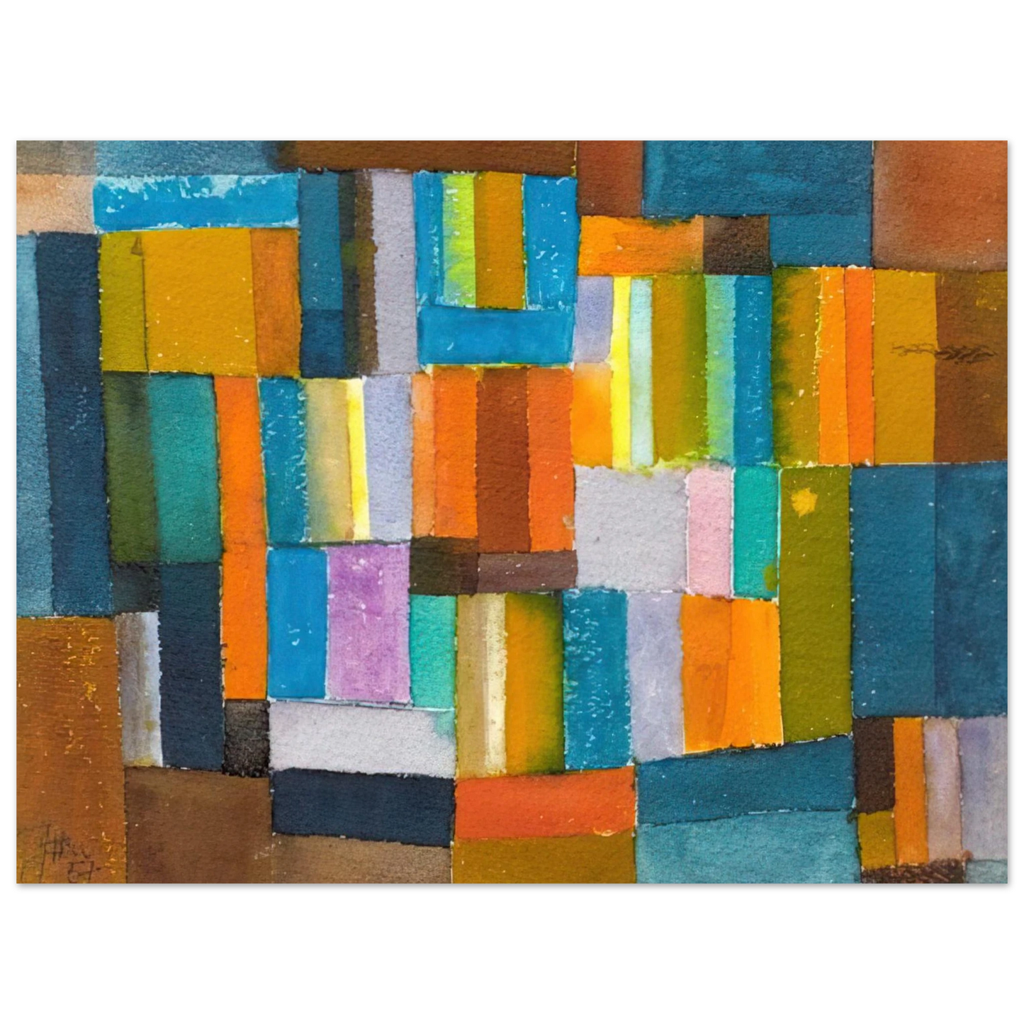 Johannes Itten - Composition in Orange and Blue-Green - 1957  75x100 cm / 30x40inches Fine Art Poster