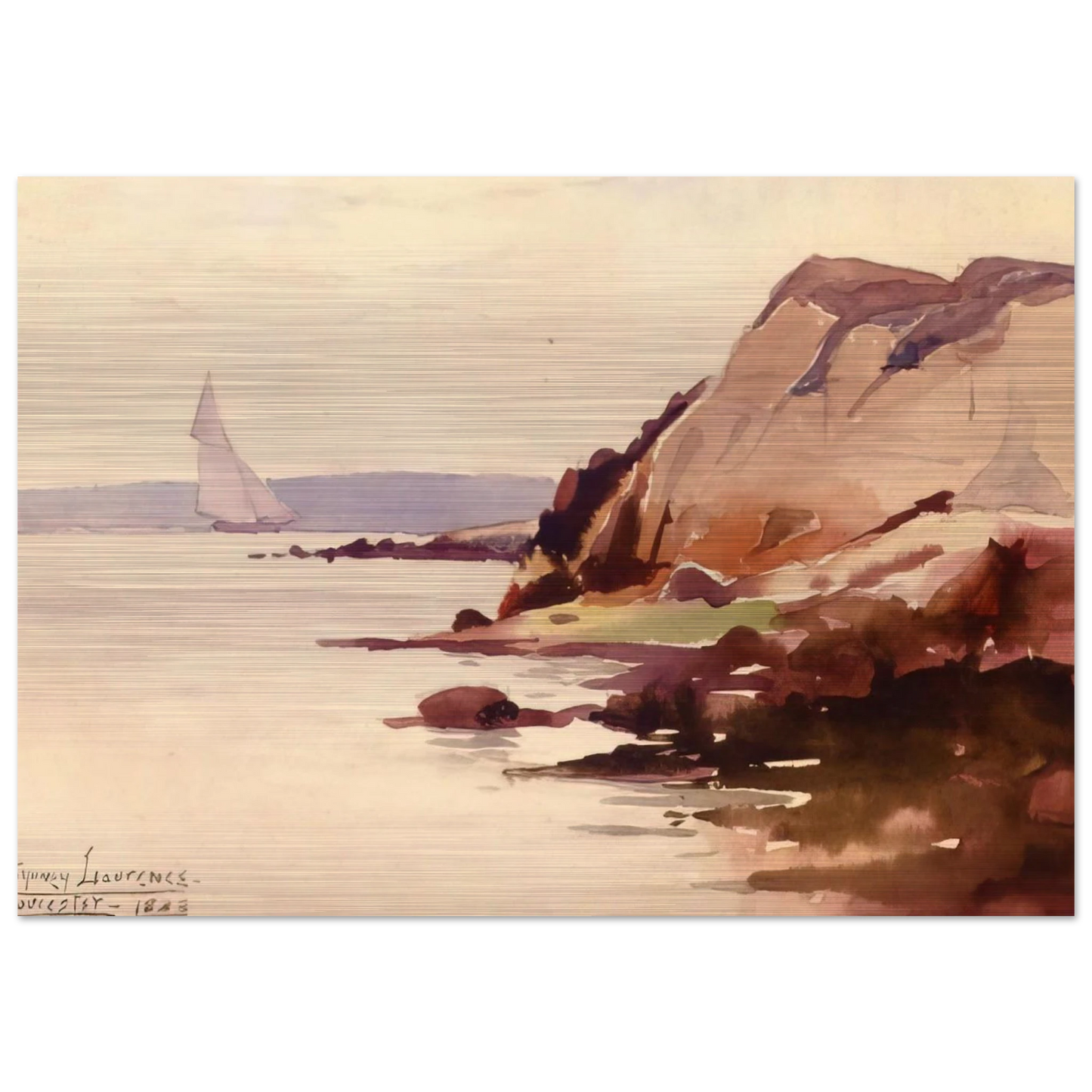 Sailing off Gloucester Coast - 1888 - Sydney Laurence Brushed Aluminum Print - 70x100 cm / 28x40 inches | Sydney Laurence Aluminum Print | Sydney Laurence Prints