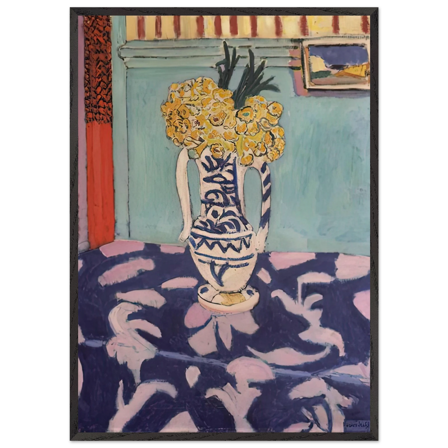 LES COUCOUS TAPIS BLEU ET ROSE 1911 - Henri Matisse 70x100 cm / 28x40 inches Framed Art Print – Black Wooden Frame