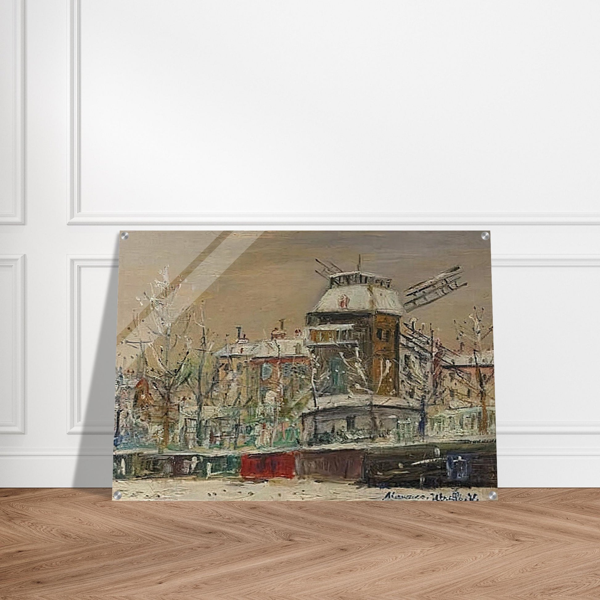 MOULIN DE LA GALETTE UNDER THE SNOW 1 - Maurice Utrillo Acrylic Print - 70x100 cm / 28x40″ inches | Maurice Utrillo Wall Art | Maurice Utrillo Prints
