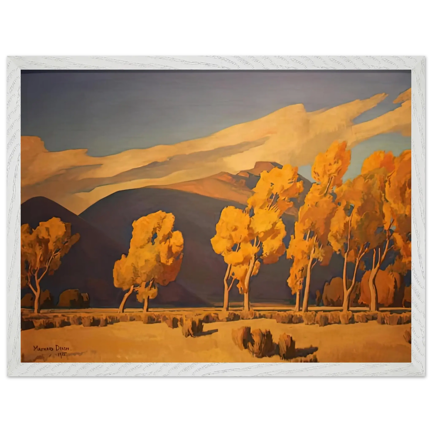 Maynard Dixon - NOVEMBER IN NEVADA 1935 Wall art - 60x80 cm / 24x32 Inches - Premium Wooden Framed Poster With Fine Art Paper - Wood frame