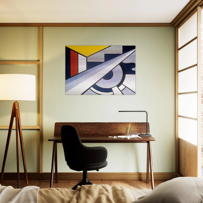 MODERN PAINTING WITH WEDGE 1967 - Roy Lichtenstein Brushed Aluminum Print - 70x100 cm / 28x40 inches | Roy Lichtenstein Aluminum Print | Roy Lichtenstein Prints