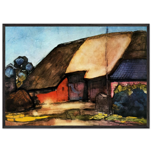 Small farm on Nistelrode - Piet Mondrian 70x100 cm / 28x40 inches Framed Art Print – Black Wooden Frame