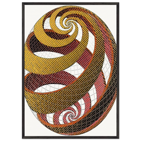 SPHERE SPIRALS - MC Escher 70x100 cm / 28x40 inches Framed Art Print – Black Wooden Frame | Maurits Cornelis Escher Prints