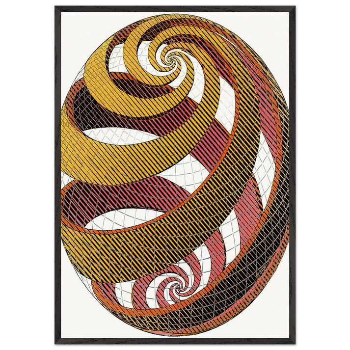SPHERE SPIRALS - MC Escher 70x100 cm / 28x40 inches Framed Art Print – Black Wooden Frame | Maurits Cornelis Escher Prints