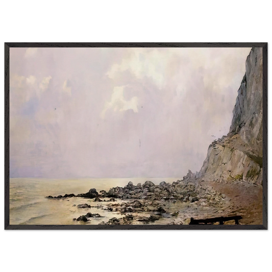 THE CLIFFS OF DOUVRES 1881 - Theo van Rysselberghe 70x100 cm / 28x40 inches Framed Art Print – Black Wooden Frame