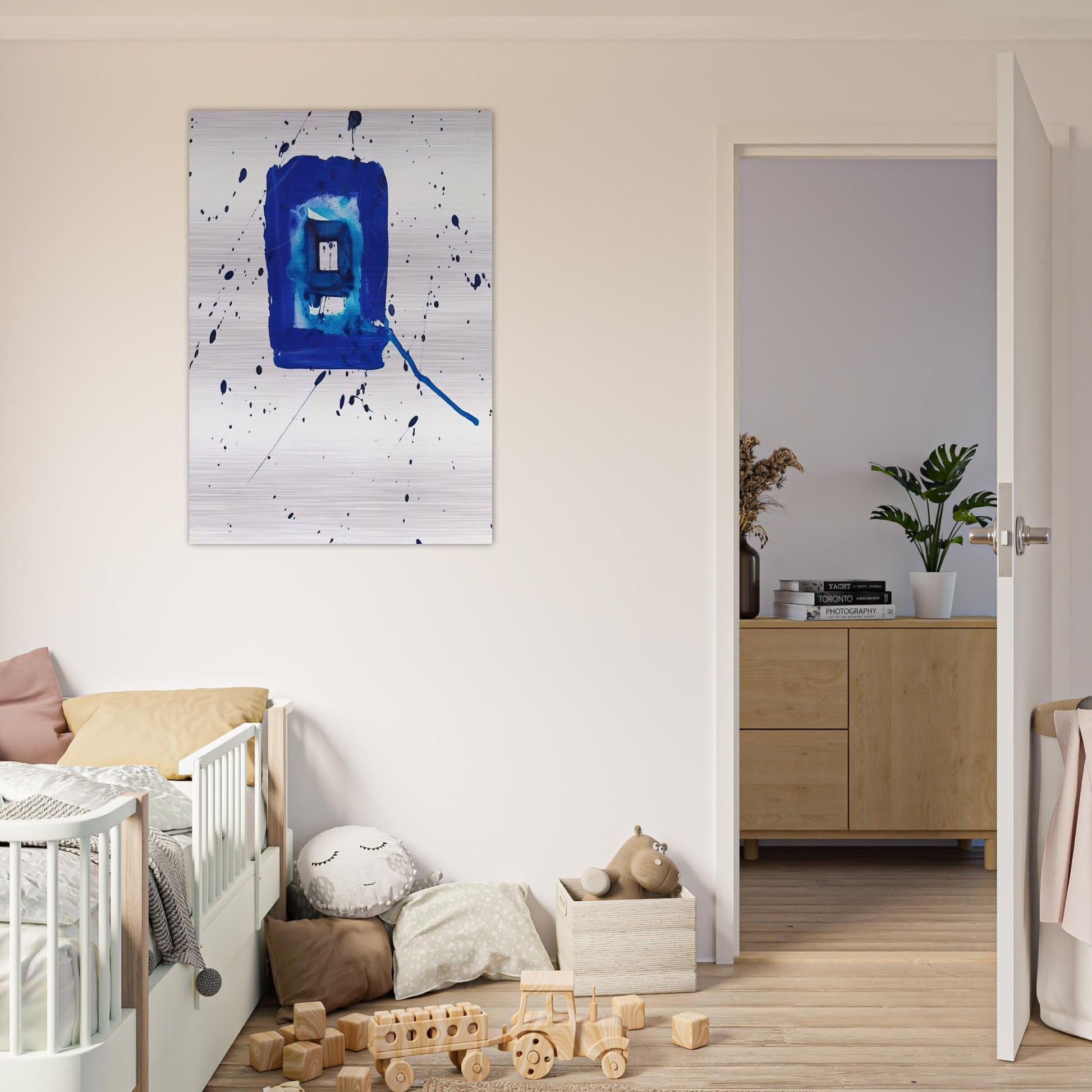 Blue Frame - Sam Francis Brushed Aluminum Print - 70x100 cm / 28x40 inches | Sam Francis Aluminum Print | Sam Francis Prints