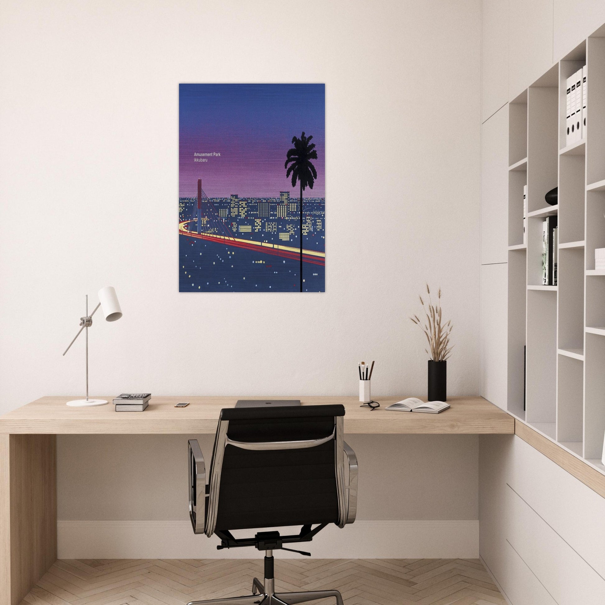 Ikkubaru Amusement City - Hiroshi Nagai Brushed Aluminum Print - 70x100 cm / 28x40 inches | Hiroshi Nagai Aluminum Print | Hiroshi Nagai Prints