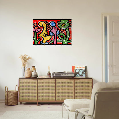 FLOWERS IV 1990 - Keith Haring Brushed Aluminum Print - 70x100 cm / 28x40 inches | Keith Haring Aluminum Print | Keith Haring Prints