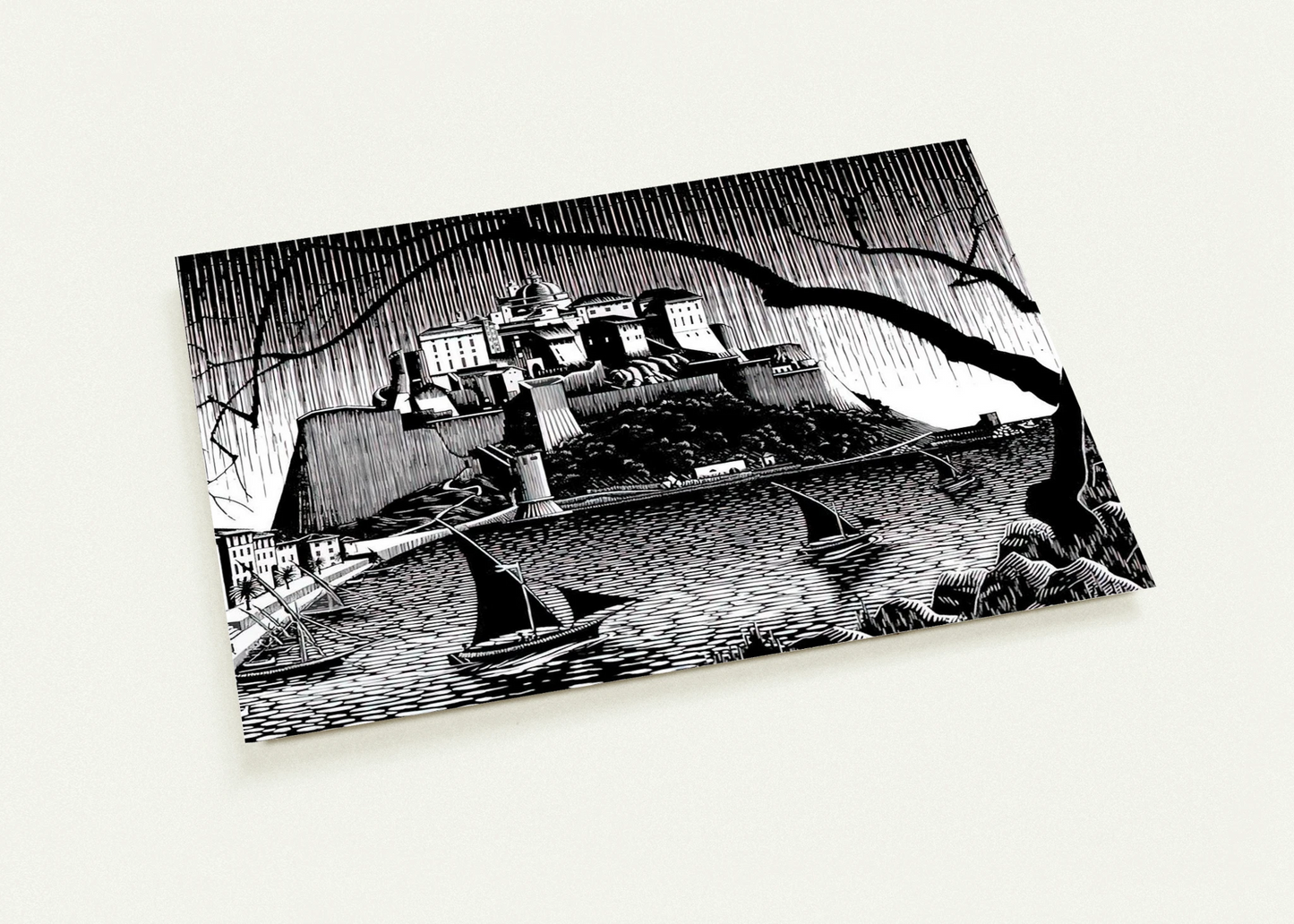 CITADEL OF CALVI CORSICA By MC Escher Pack of 10 Post Cards | MC Escher Post Cards | A6 (10.5 x 14.8 cm) - 4.1 x 5.8 inches