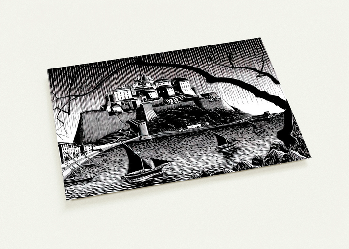 CITADEL OF CALVI CORSICA By MC Escher Pack of 10 Post Cards | MC Escher Post Cards | A6 (10.5 x 14.8 cm) - 4.1 x 5.8 inches