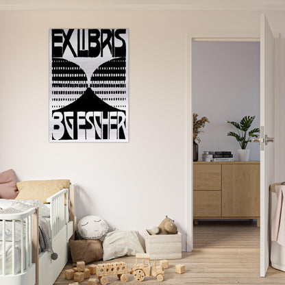 BOOKPLATE B G ESCHER BEER - MC Escher Brushed Aluminum Print - 70x100 cm / 28x40 inches | MC Escher Aluminum Print | MC Escher Prints | Maurits Cornelis Escher Prints
