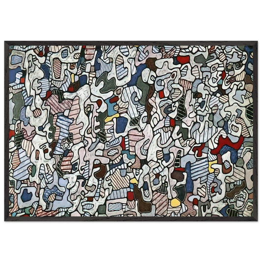 L HOURLOUPE 1966 - Jean Dubuffet 70x100 cm / 28x40 inches Framed Art Print – Black Wooden Frame