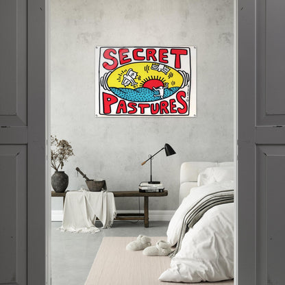 PROMOTIONAL POSTER FOR SECRET PASTURES 1984 - Keith Haring Acrylic Print - 70x100 cm / 28x40″ inches