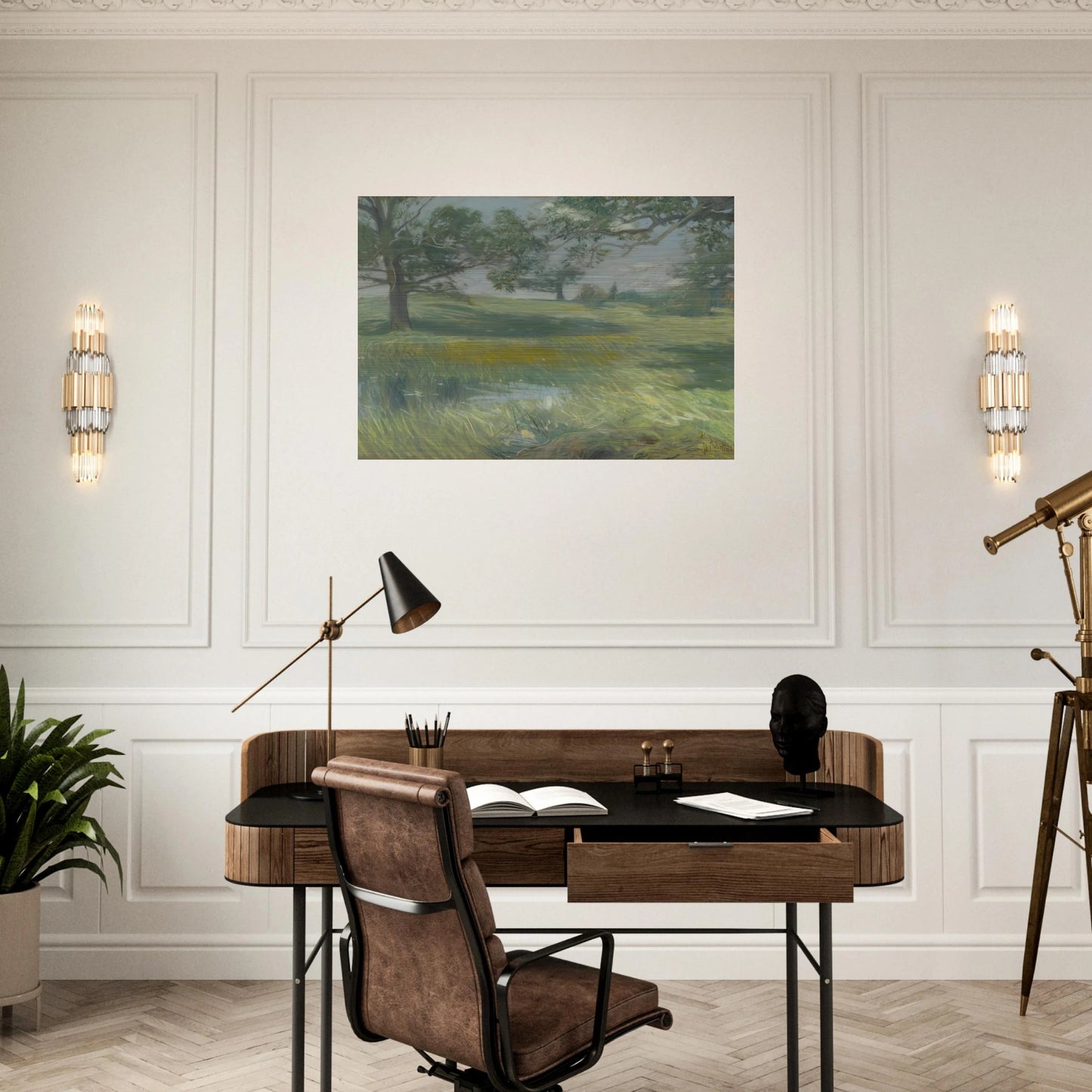 Meadows - Childe Hassam Brushed Aluminum Print - 70x100 cm / 28x40 inches | Childe Hassam Aluminum Print | Childe Hassam Prints