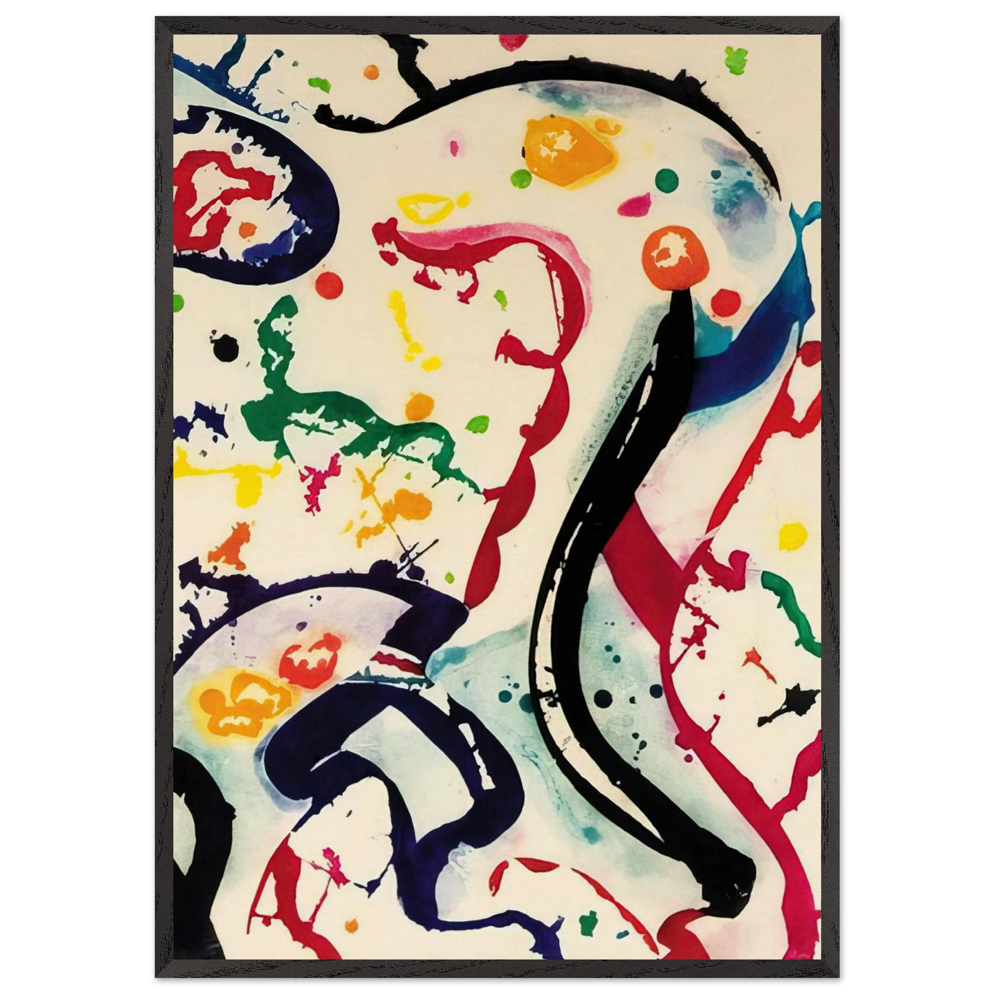 Untitled  L I112  - Sam Francis 70x100 cm / 28x40 inches Framed Art Print – Black Wooden Frame