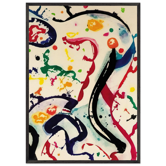 Untitled  L I112  - Sam Francis 70x100 cm / 28x40 inches Framed Art Print – Black Wooden Frame