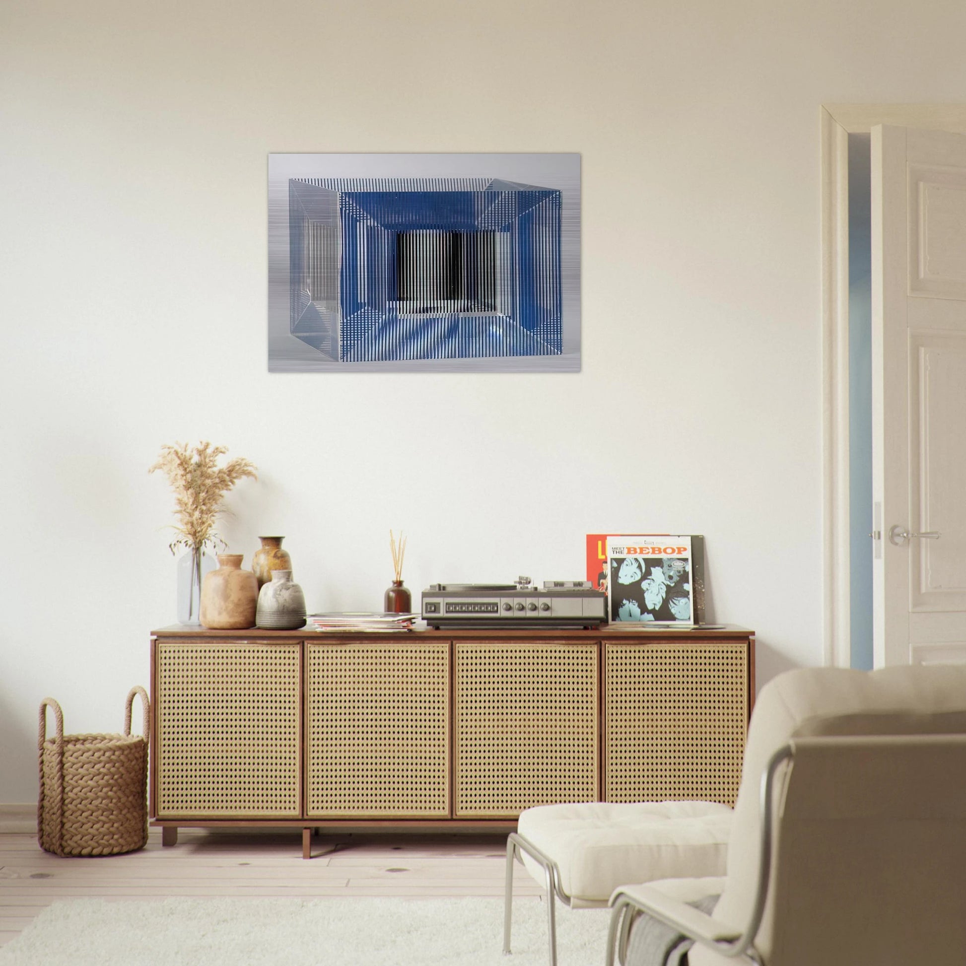 CUBE WITH AMBIGOUS SPACE 1981 - Jesus Rafael Soto Brushed Aluminum Print - 70x100 cm / 28x40 inches | Jesus Rafael Soto Aluminum Print | Jesus Rafael Soto Prints