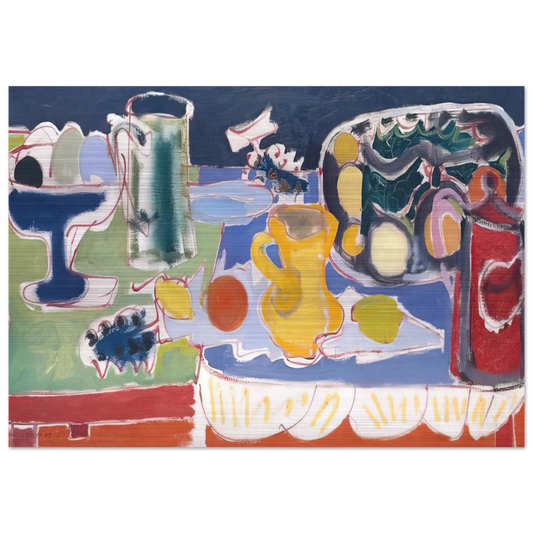 The Long Table with Fruit - 1949 - Patrick Heron Brushed Aluminum Print - 70x100 cm / 28x40 inches | Patrick Heron Aluminum Print | Patrick Heron Prints