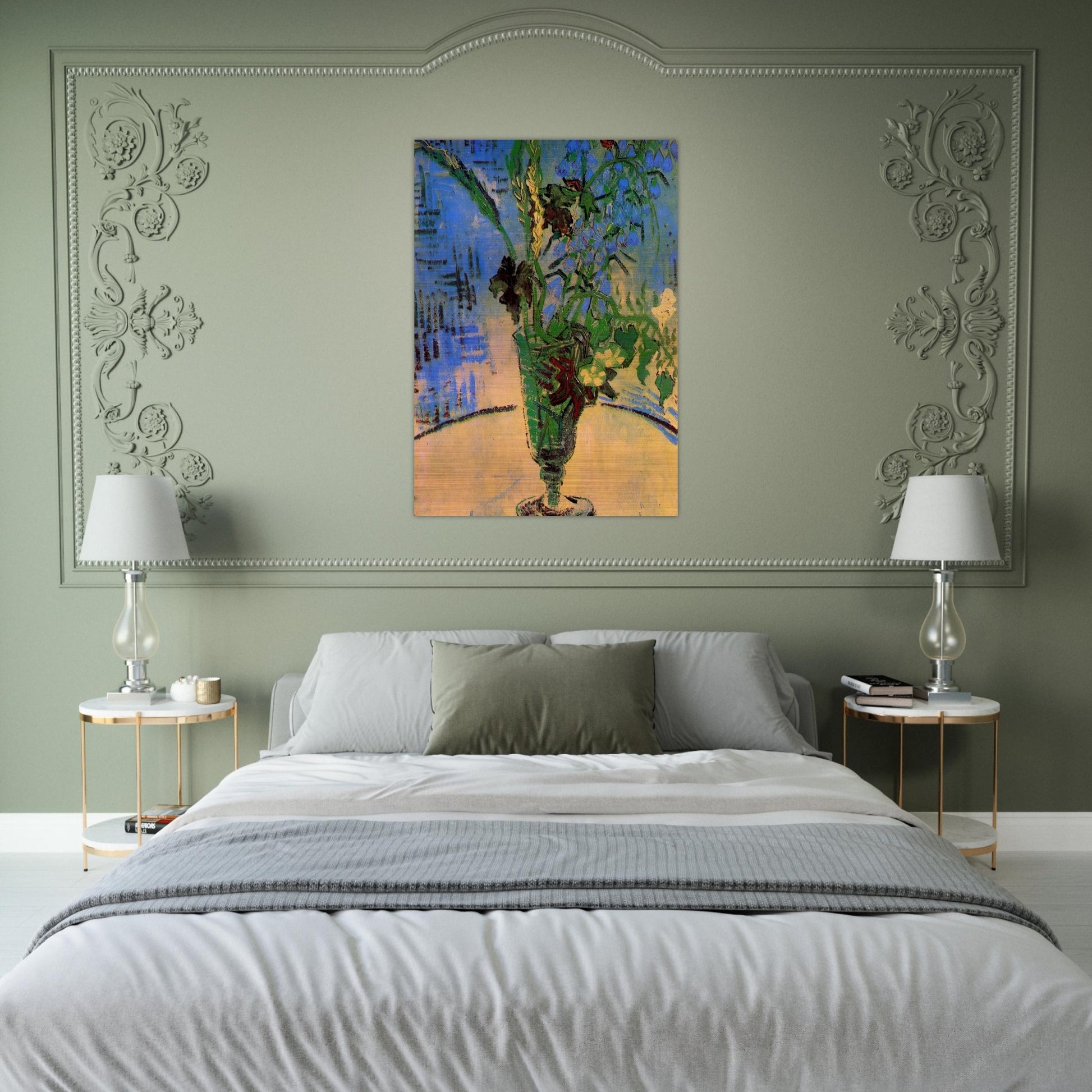 Still Life Glass with Wild Flowers - Vincent van Gogh Brushed Aluminum Print - 70x100 cm / 28x40 inches | Vincent van Gogh Aluminum Print | Vincent van Gogh Prints
