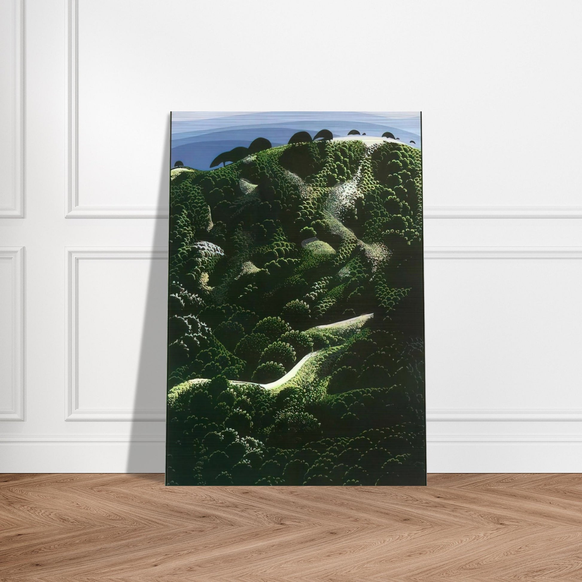 Santa Barbara Mountains - Eyvind Earle Brushed Aluminum Print - 70x100 cm / 28x40 inches | Eyvind Earle Aluminum Print | Eyvind Earle Prints