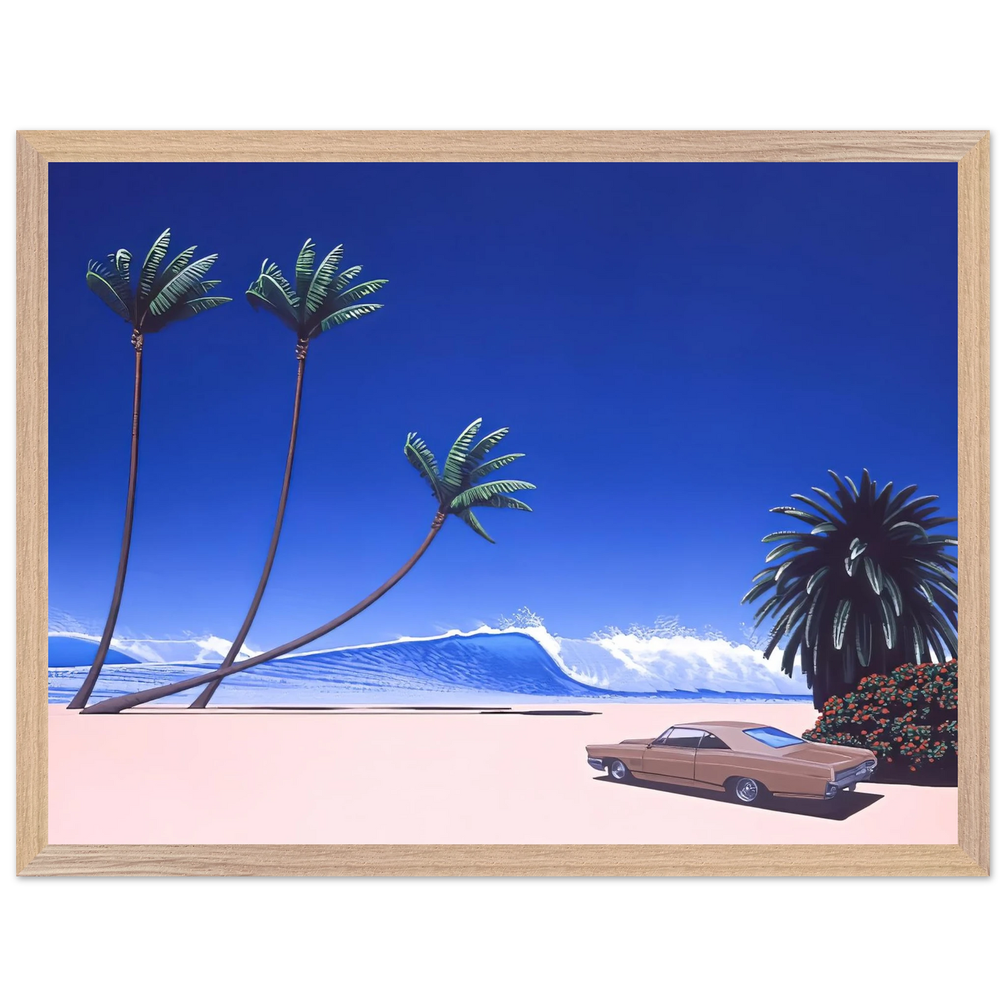 Hiroshi Nagai - Impender Beach Wall Art - 60x80 cm / 24x32 inches - Premium Wooden Framed Poster With Fine Art Paper - Black frame