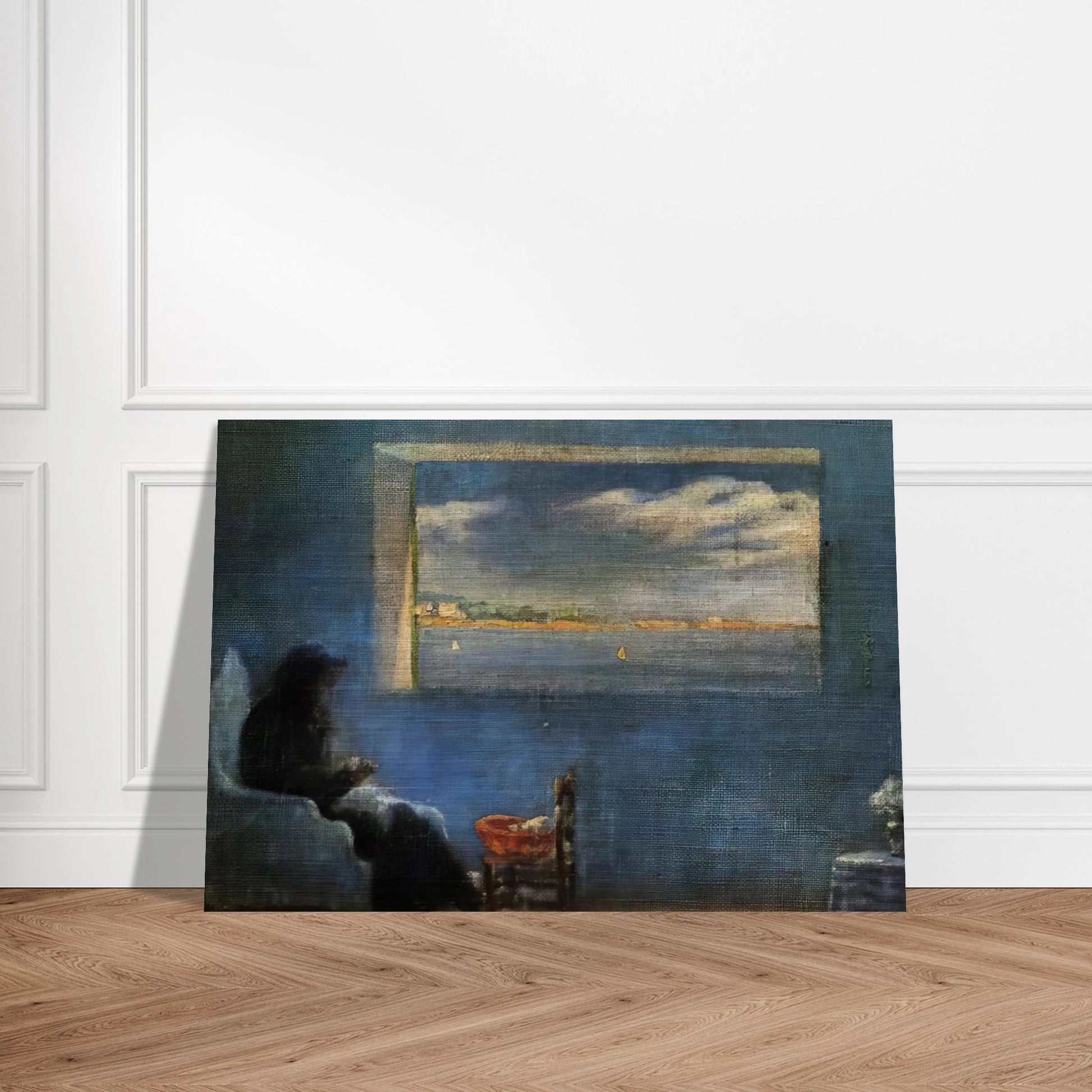 PORTRAIT OF GRANDMOTHER ANA SEWING - Salvador Dali Brushed Aluminum Print - 70x100 cm / 28x40 inches | Salvador Dali Aluminum Print | Salvador Dali Prints
