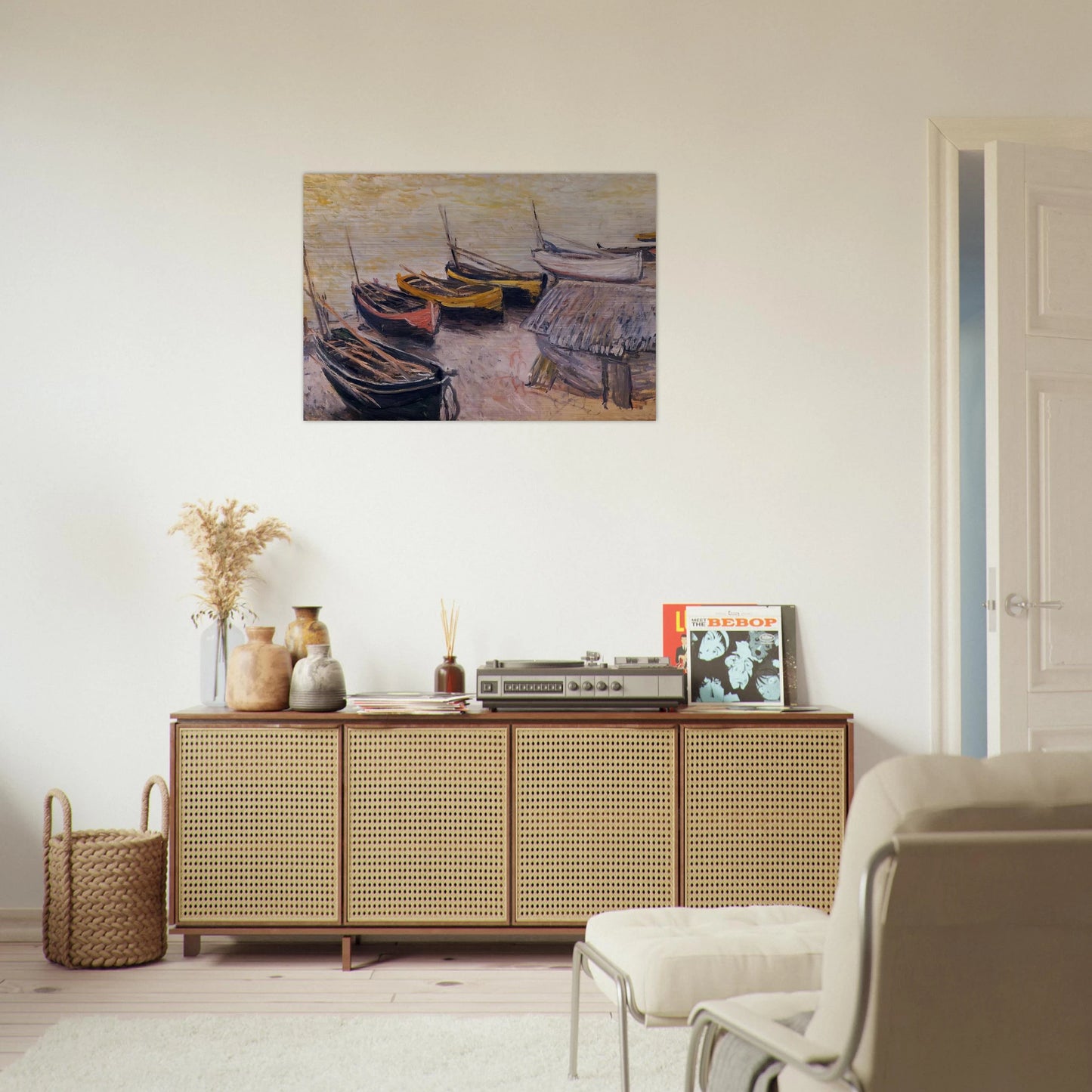 Boats on the Beach - claude monet Brushed Aluminum Print - 70x100 cm / 28x40 inches | claude monet Aluminum Print | claude monet Prints
